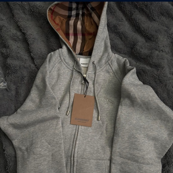 Burberry Other - Burberry Gray Hoodie with Iconic Check Lining